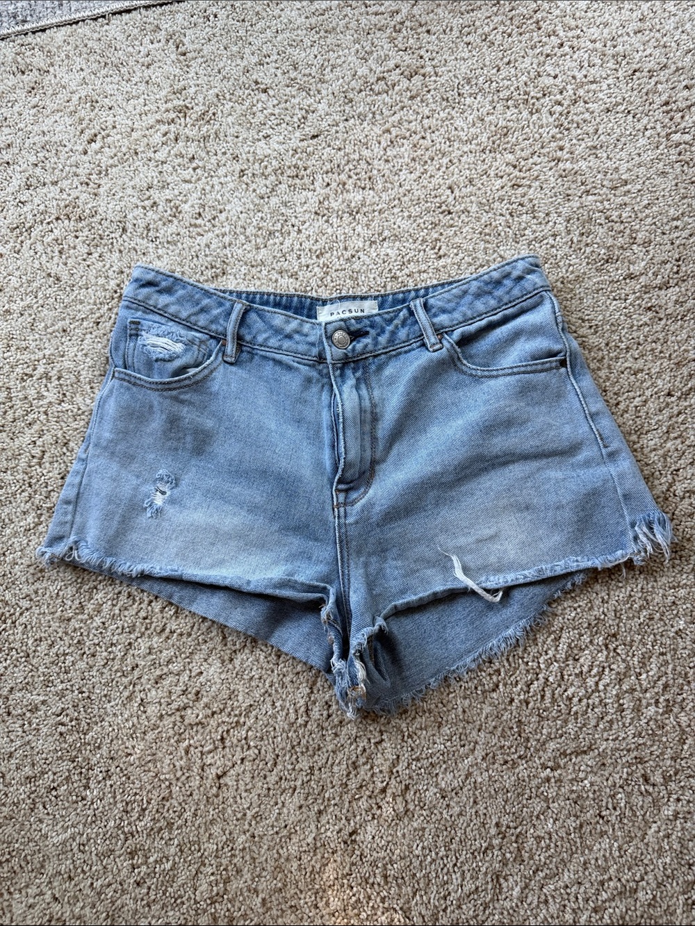 PacSun Faded Blue Denim High-Rise Cutoff Shorts